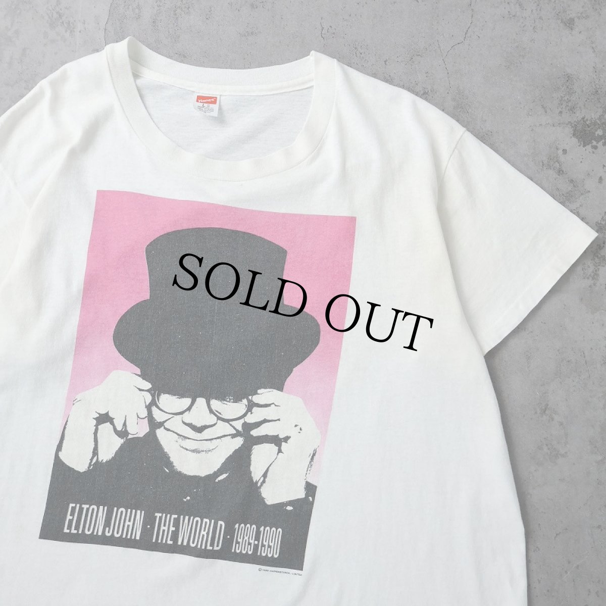 画像1: 80's ELTON JOHN USA製 "THE WORLD 1989-1990" ミュージシャンツアーTシャツ L (1)