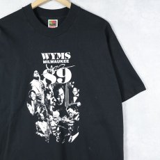 画像1: WYMS "Jazz 89" ラジオ局 ジャズミュージシャンプリントTシャツ BLACK L (1)