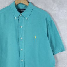 画像1: Ralph Lauren "CLASSIC FIT" リネン×シルクボタンダウンシャツ L (1)