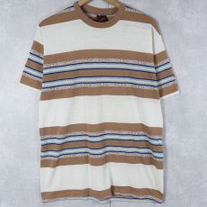 画像1: 80's campus USA製 マルチボーダー柄 Tシャツ L (1)