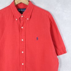 画像1: Ralph Lauren "CLASSIC FIT" リネン×シルクボタンダウンシャツ L (1)