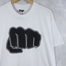 画像1: 90's CMAS USA製 "Fist Bump" イラストプリントTシャツ L (1)
