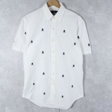 画像1: Ralph Lauren "SLIM FIT" 3点留め スカル刺繍 コットンボタンダウンシャツ M (1)