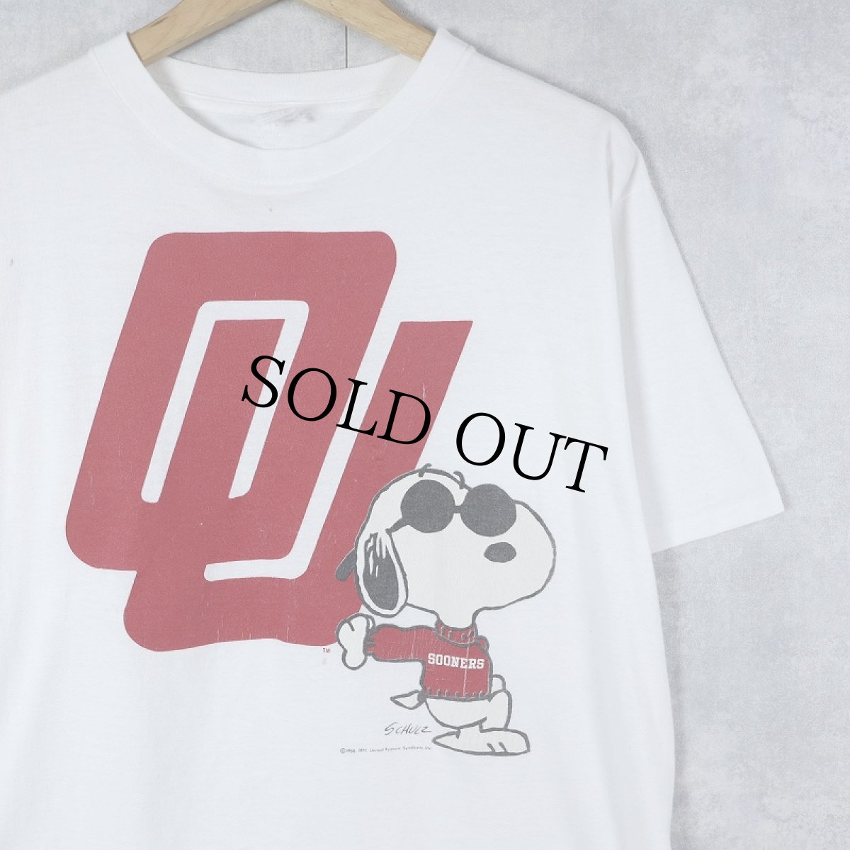 画像1: 90's SNOOPY USA製 "OU" キャラクタープリントTシャツ L (1)