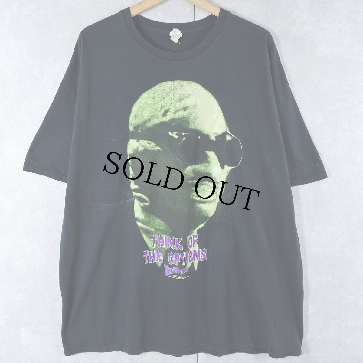 画像1: 90's THE INVISIBLE MAN "THINK OF THE OPTIONS" ホラー映画プリントTシャツ BLACK 2XL (1)