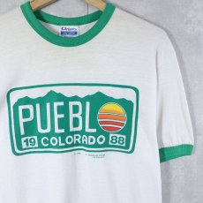画像1: 80's PUEBL COLORADO プリントリンガーTシャツ L (1)