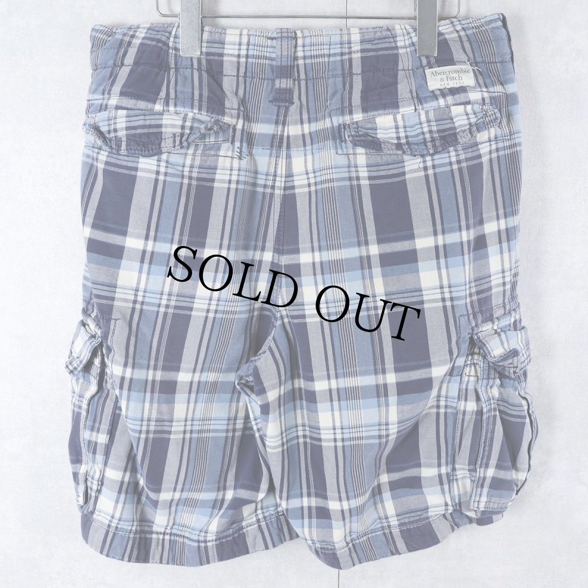 画像2: Abercrombie&Fitch チェック柄 カーゴショーツ W33 (2)