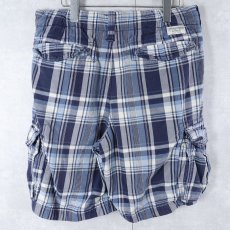 画像2: Abercrombie&Fitch チェック柄 カーゴショーツ W33 (2)