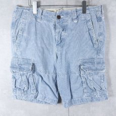 画像1: Abercrombie&Fitch ヒッコリーストライプ柄 デニムカーゴショーツ W35 (1)