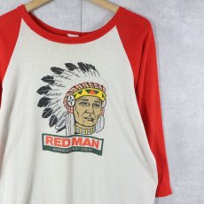 画像1: 80's RED MAN タバコブランド インディアンヘッド ラグランTシャツ (1)