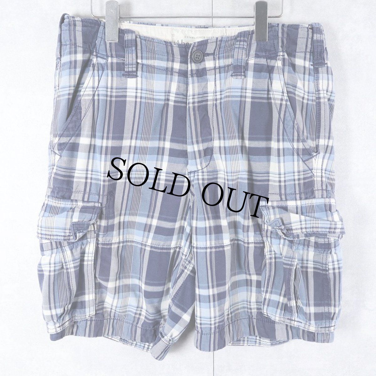画像1: Abercrombie&Fitch チェック柄 カーゴショーツ W33 (1)