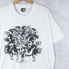 画像1: 80〜90's USA製 "FT. WHITE, FL." 牛プリントTシャツ XL (1)