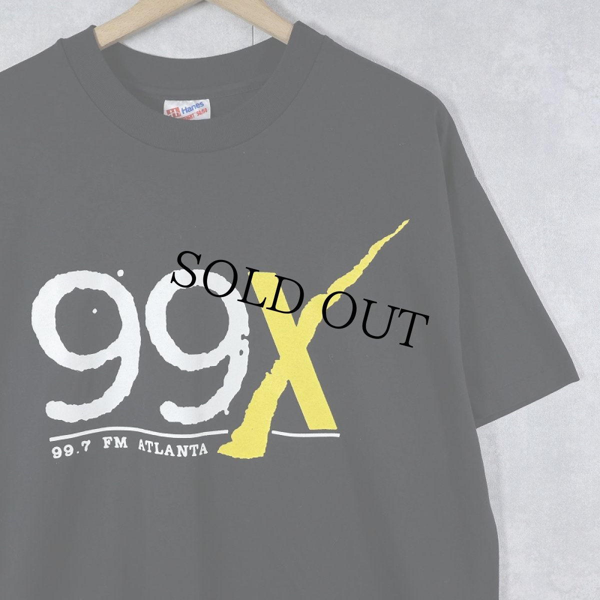 画像1: 90's USA製 "99X 99.7FM Atlanta" オルタナティブ・ロック専門ラジオ局 ピースマークプリントTシャツ BLACK XL (1)
