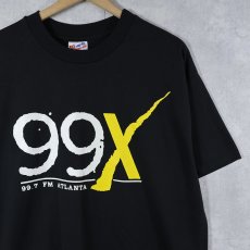 画像1: 90's USA製 "99X 99.7FM Atlanta" オルタナティブ・ロック専門ラジオ局 ピースマークプリントTシャツ BLACK XL (1)