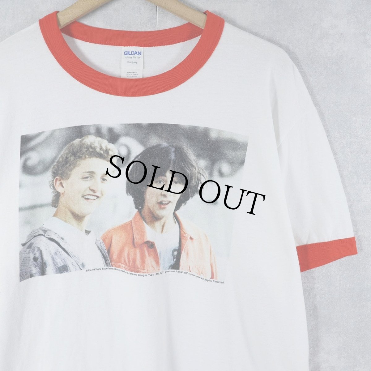 画像1: "Bill & Ted's Excellent Adventure" SFコメディ映画 プリントリンガーTシャツ XL (1)