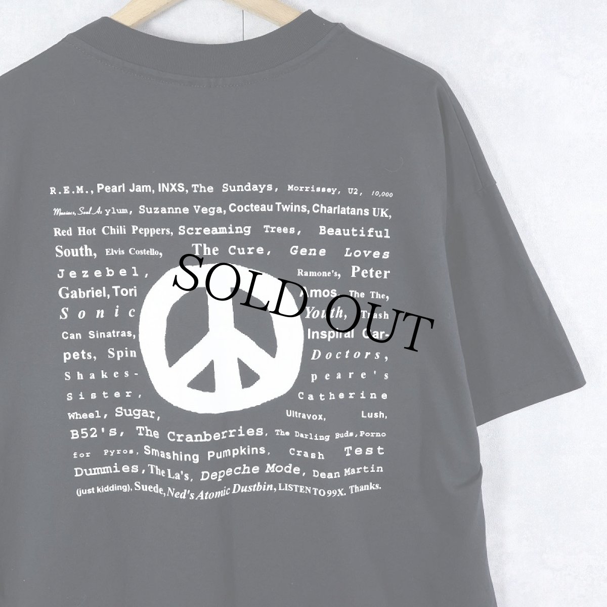 画像2: 90's USA製 "99X 99.7FM Atlanta" オルタナティブ・ロック専門ラジオ局 ピースマークプリントTシャツ BLACK XL (2)