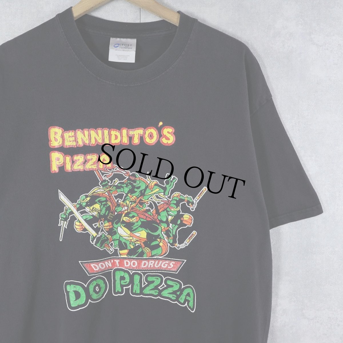 画像1: 2000's Teenage Mutant Ninja Turtles "DON'T DO DRUGS, DO PIZZA " キャラクタープリントTシャツ BLACK L (1)