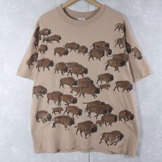 画像1: 90's Harlequin K.G. USA製 バッファロープリントTシャツ L (1)