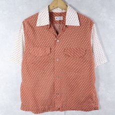 画像1: 40〜50's VAN HEUSEN 総柄 コットンオープンカラーシャツ M (1)