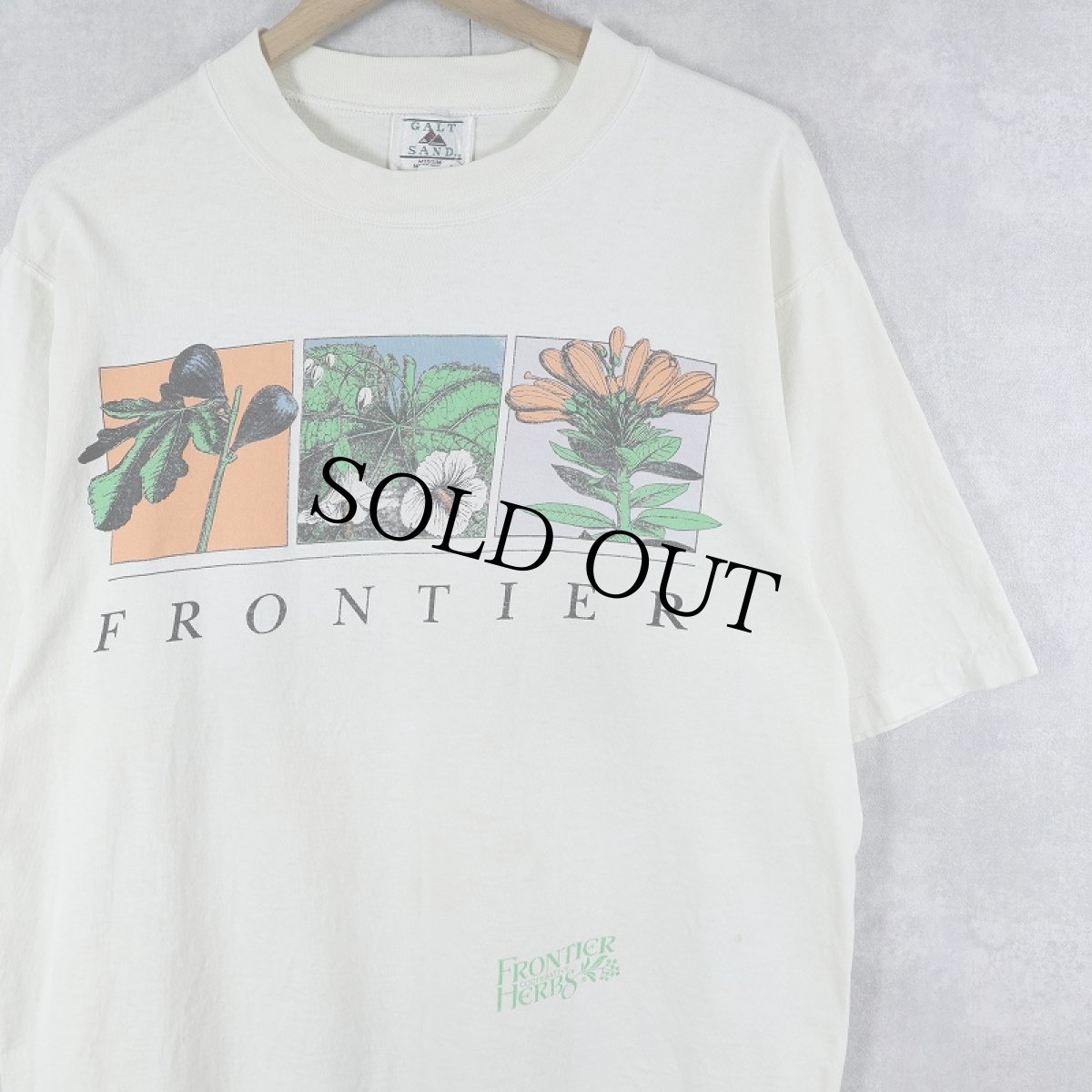 画像1: 90's GALT SAND USA製 "FRONTIER HERBS" プリントTシャツ M (1)