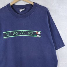 画像1: SNOOPY "MET... IPO..." キャラクタープリントTシャツ NAVY XL (1)