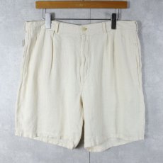 画像1: 90's POLO Ralph Lauren 2タック リネンショーツ W35 (1)