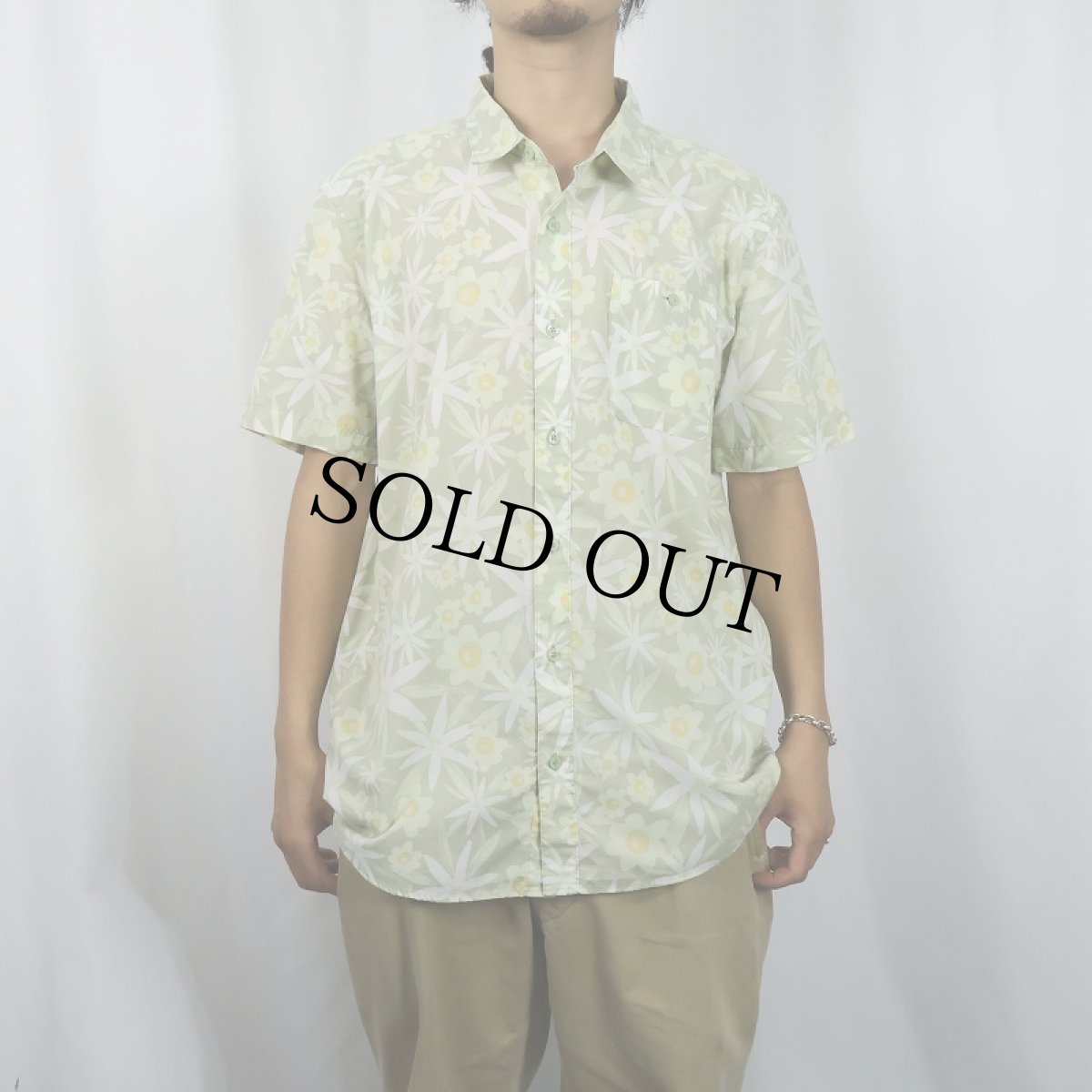 画像2: 2023SS Patagonia "ORGANIC COTTON" 花柄 コットン×ポリエステル ゴートゥシャツ L (2)