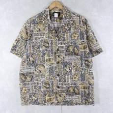画像1: 80's Hawaiian Flavor USA製 総柄 コットンハワイアンシャツ M (1)