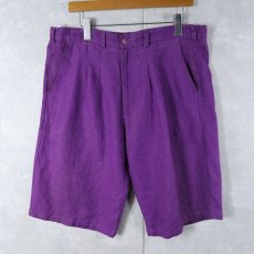 画像1: 60〜70's 2タック リネンショーツ W36 (1)