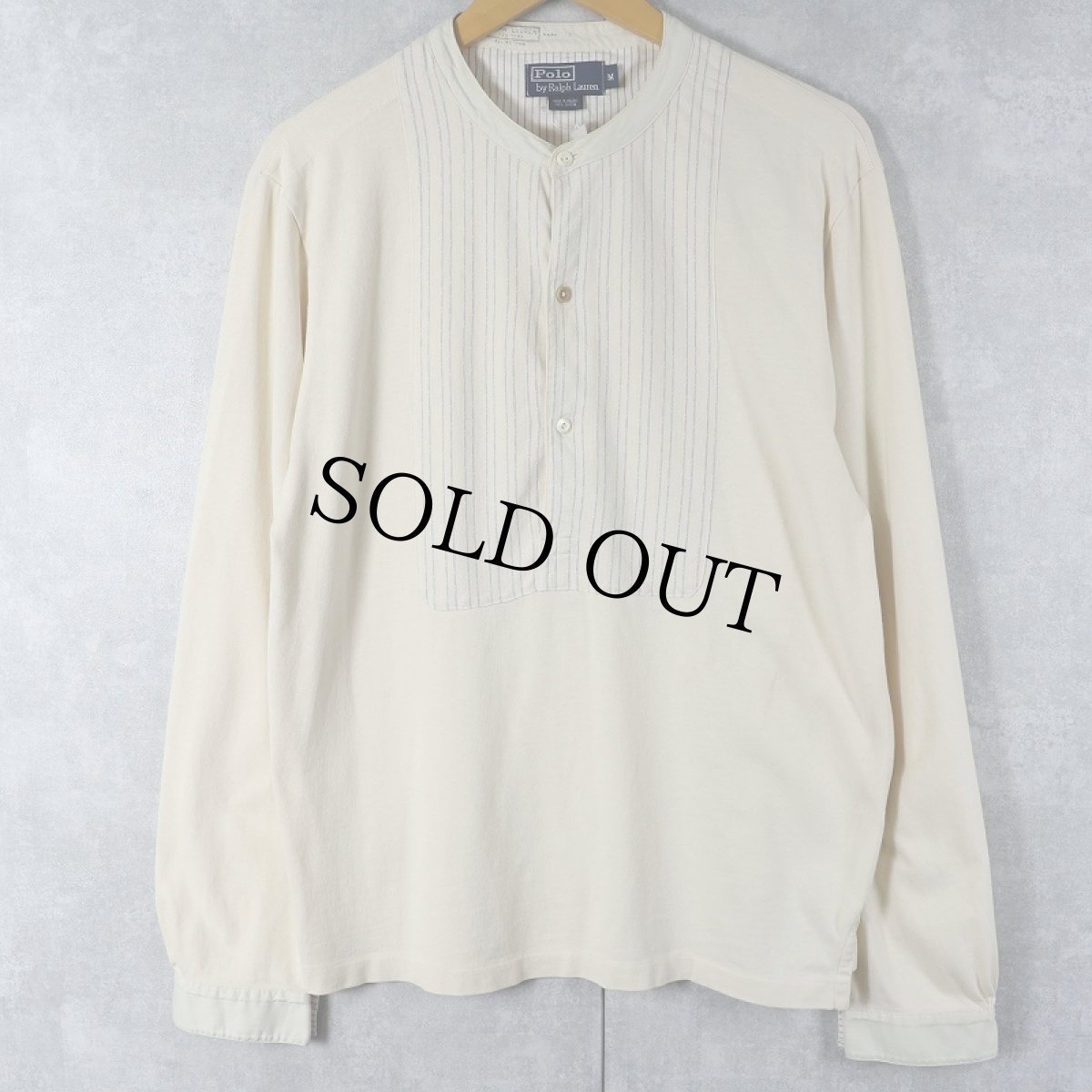 画像1: POLO Ralph Lauren イカ胸デザイン バンドカラー ロンT M (1)