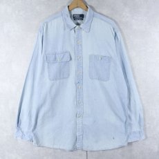 画像1: POLO Ralph Lauren "DUNGAREE WORKSHIRT" 猫目ボタン シャンブレーシャツ L (1)