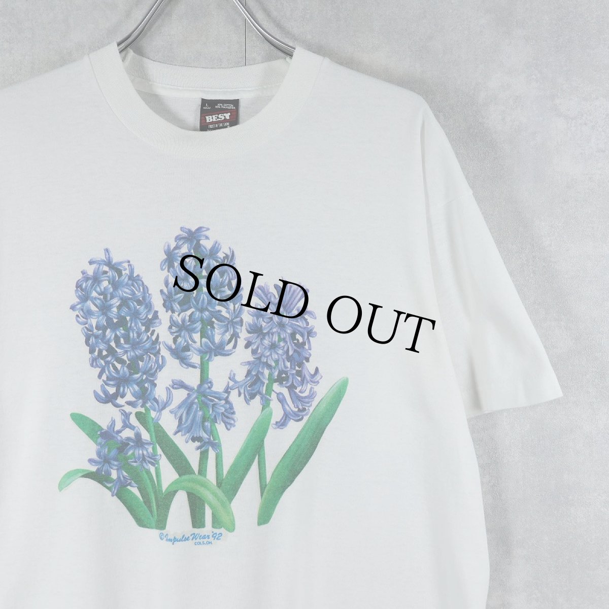 画像1: 90's USA製 ヒヤシンス プリントTシャツ L (1)