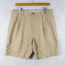 画像1: 346 Brooks Brothers 2タック リネンショーツ W34 (1)