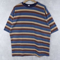 画像1: USA製 マルチボーダー柄 リブTシャツ ONE SIZE (1)