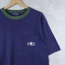 画像1: 90's Abercrombie&Fitch ポケットTシャツ L NAVY (1)