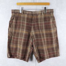 画像1: BANANA REPUBLIC チェック柄 リネンショーツ W37 (1)