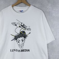 画像1: 90's LINTAS MEDIA USA製 広告代理店 プリントTシャツ XL (1)