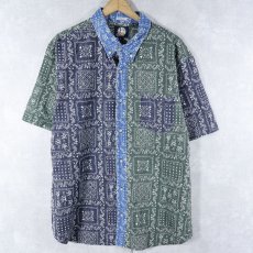 画像1: 90's Reyn Spooner クレイジーパターン 3点留め コットンハワイアンシャツ XL (1)