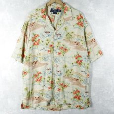 画像1: 90's POLO SPORT Ralph Lauren オールオーバーパターン レーヨンハワイアンシャツ L (1)