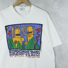 画像1: 90's BIG HED USA製 アートプリントTシャツ L (1)