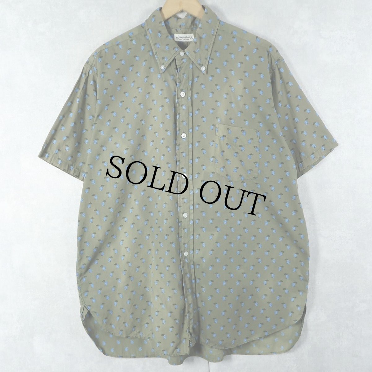 画像1: 〜60's Bloomingdale's マチ付き 3点留め コットンボタンダウンシャツ L (1)
