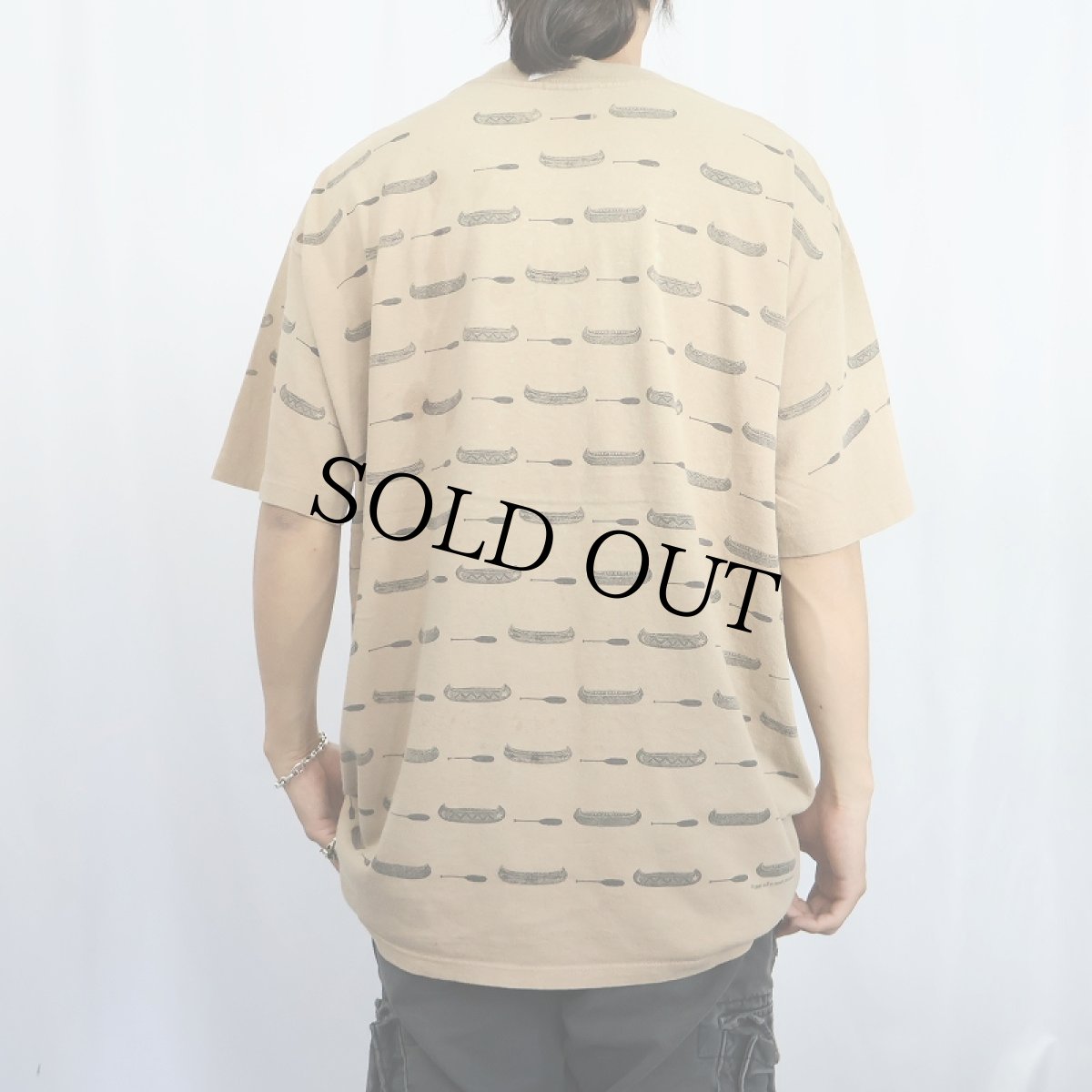 画像3: 90's rel-e-vant products USA製 カヌー柄 マルチプリントTシャツ XL (3)