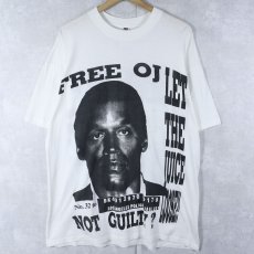 画像1: O.J. Simpson "NOT GUILTY?" フットボール選手プリントTシャツ XL (1)