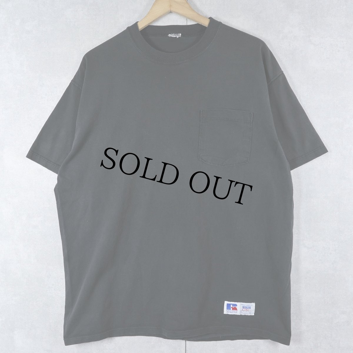 画像1: 90's RUSSELL ATHLETIC USA製 無地ポケットTシャツ BLACK L (1)
