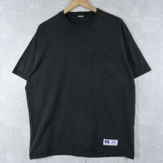 画像1: 90's RUSSELL ATHLETIC USA製 無地ポケットTシャツ BLACK L (1)