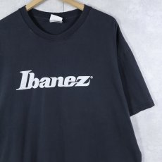画像1: Ibanez ギター・ベースブランド ロゴプリントTシャツ BLACK XL (1)