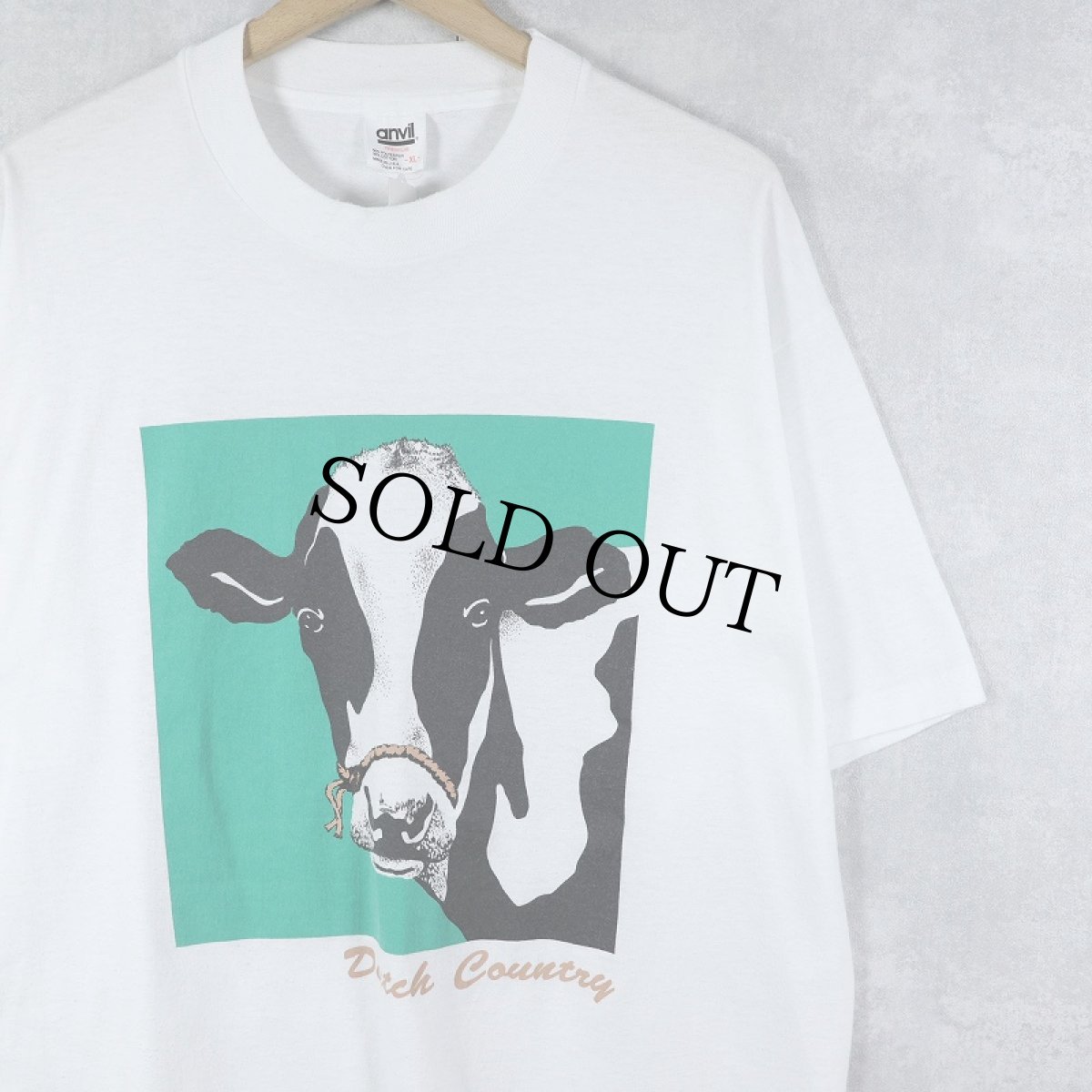 画像1: 90's USA製 "Dutch Country" 牛プリントTシャツ XL (1)