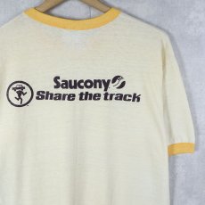 画像2: 70's USA製 "BOSTON COLLEGE" プリントリンガーTシャツ L (2)
