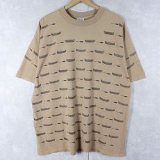画像1: 90's rel-e-vant products USA製 カヌー柄 マルチプリントTシャツ XL (1)