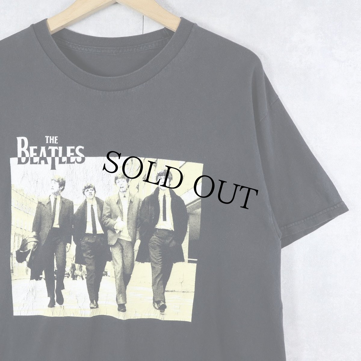 画像1: THE BEATLES ロックバンドプリントTシャツ BLACK (1)
